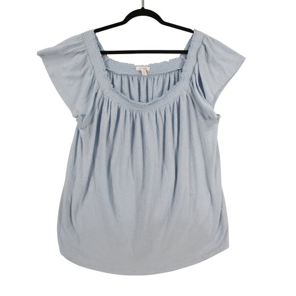 Lc Lauren Conrad Dusty Blue Plus Size Off Shoulder Flutter Sleeve Top Size - 2X - Picture 1 of 9